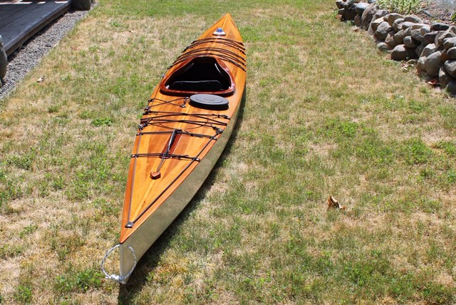 sold! - 17’ 8” willow stitch and glue/cedar strip kayak